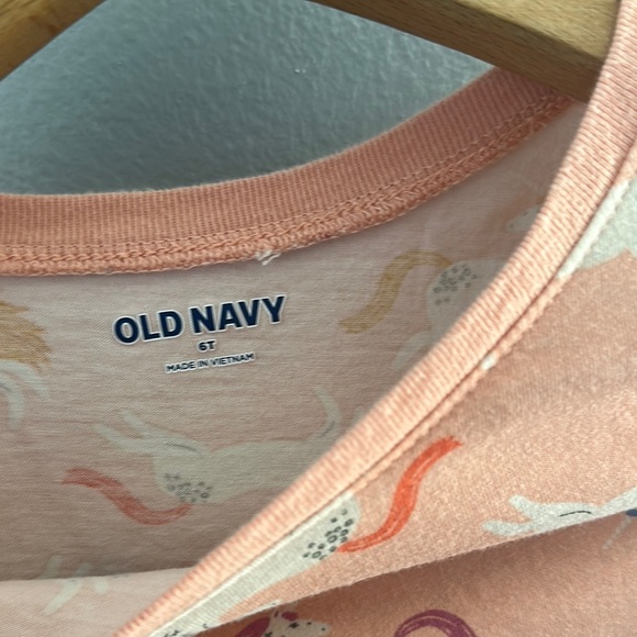 Old Navy Unicorn Print Dress Long Sleeves Stretch Pink Toddler Girls 6T - Picture 2 of 7